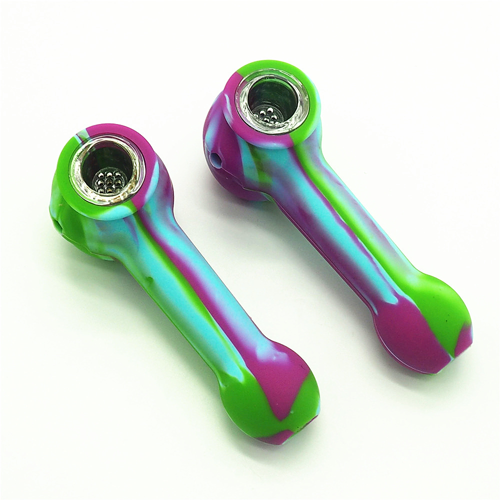 Foldable Silicone Water Pipe Glass Pipe Smoking Oil Concentrate Metal Plastic Pipe Colorful