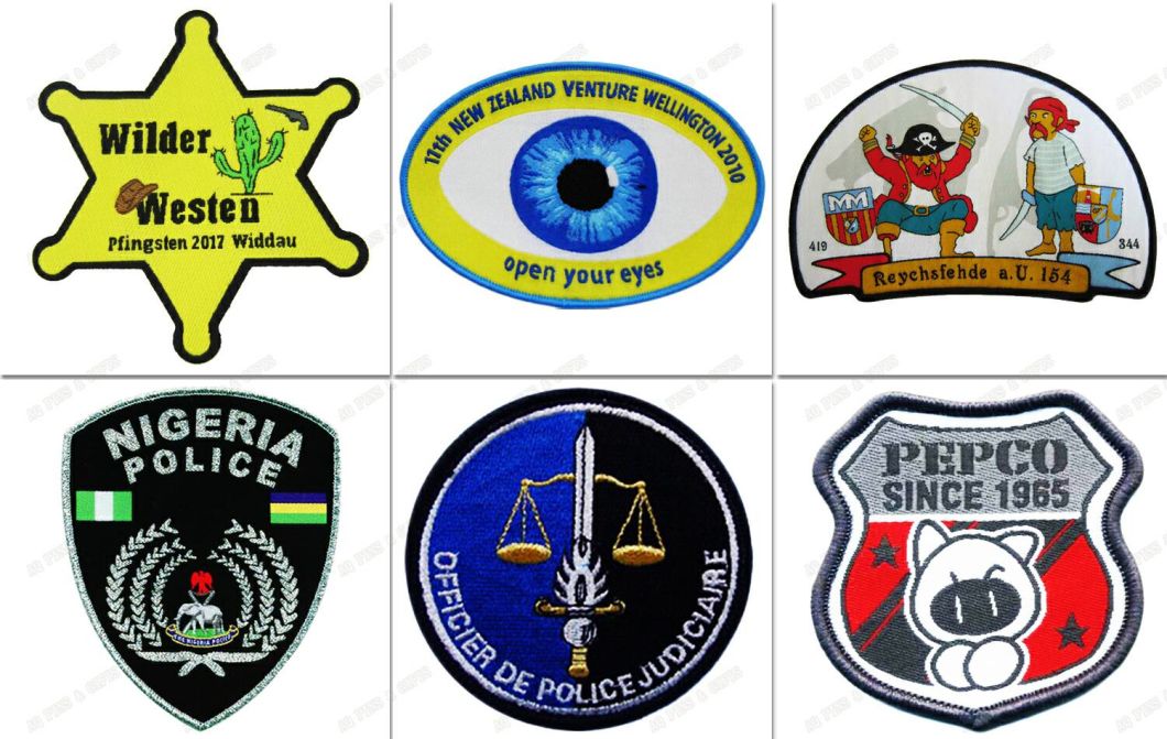 Wholesale Custom Promotion Clothing Woven Patch with Iron Backing for Negeria Police Uniform