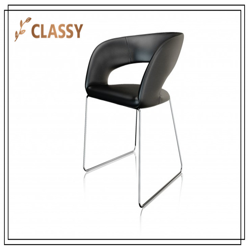 Curved Seat Design Stainless Steel Frame Leisure Leather Dining Chair