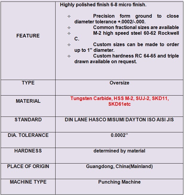 Preicision Customized Carbide Mold Punch (UDSI001)