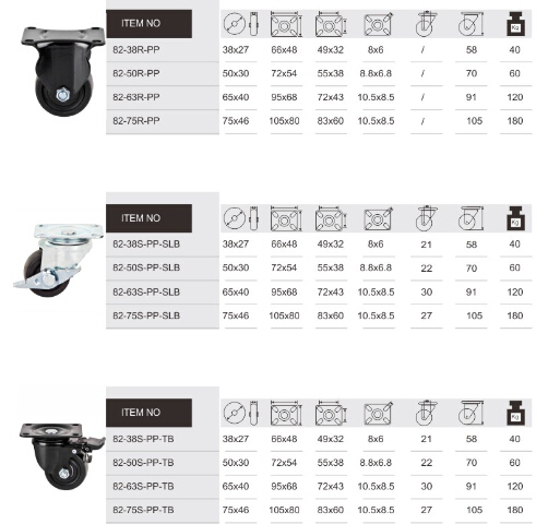 75mm PA Low Profile Industrial Caster, Low Gravity Caster