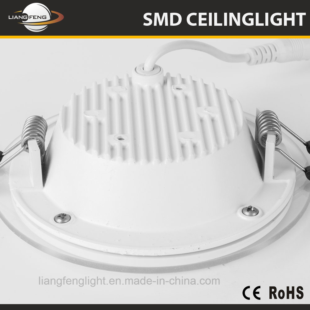 High Lumen Round or Square 2835 SMD LEDs Recessed 18W LED Ceiling Panel Light with Glass Diffuser