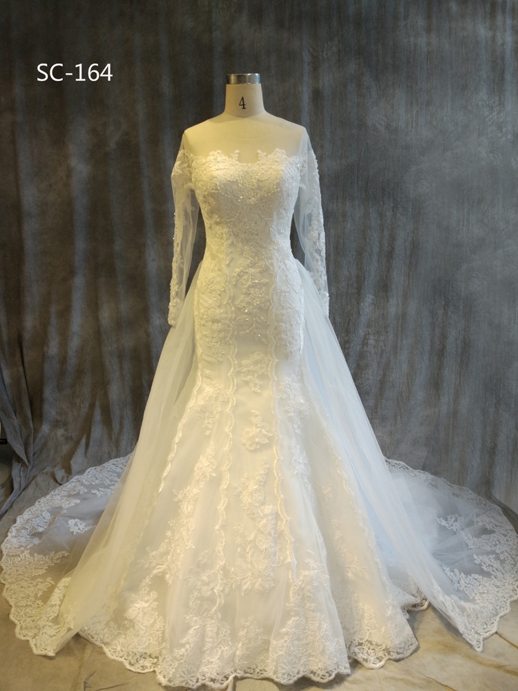 Luxury Guangzhou Mermaid Wedding Dress with Detachable Train