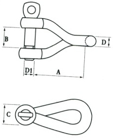 Steel Galvanized or Stainless Steel Safety Marine Twist Shackle