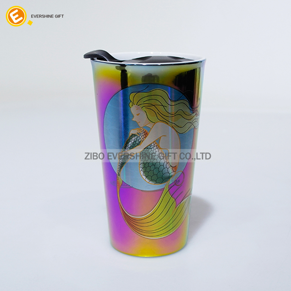 Colourful Electroplating Ceramic Travel Mug