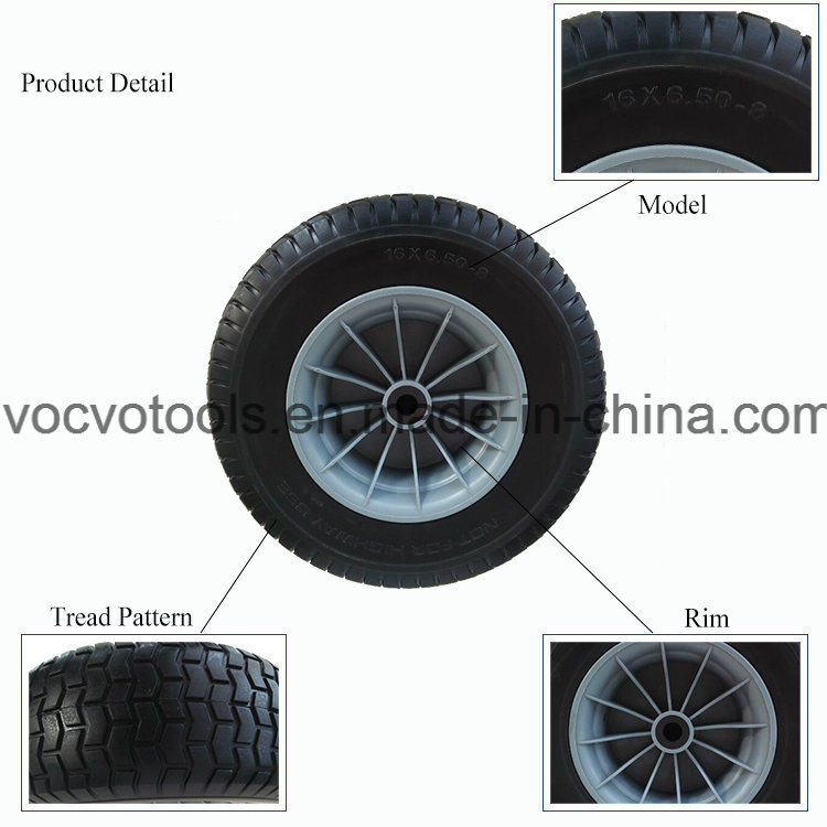 16 Inch Solid Hand Trolley Rubber Wheel for Wheelbarrow