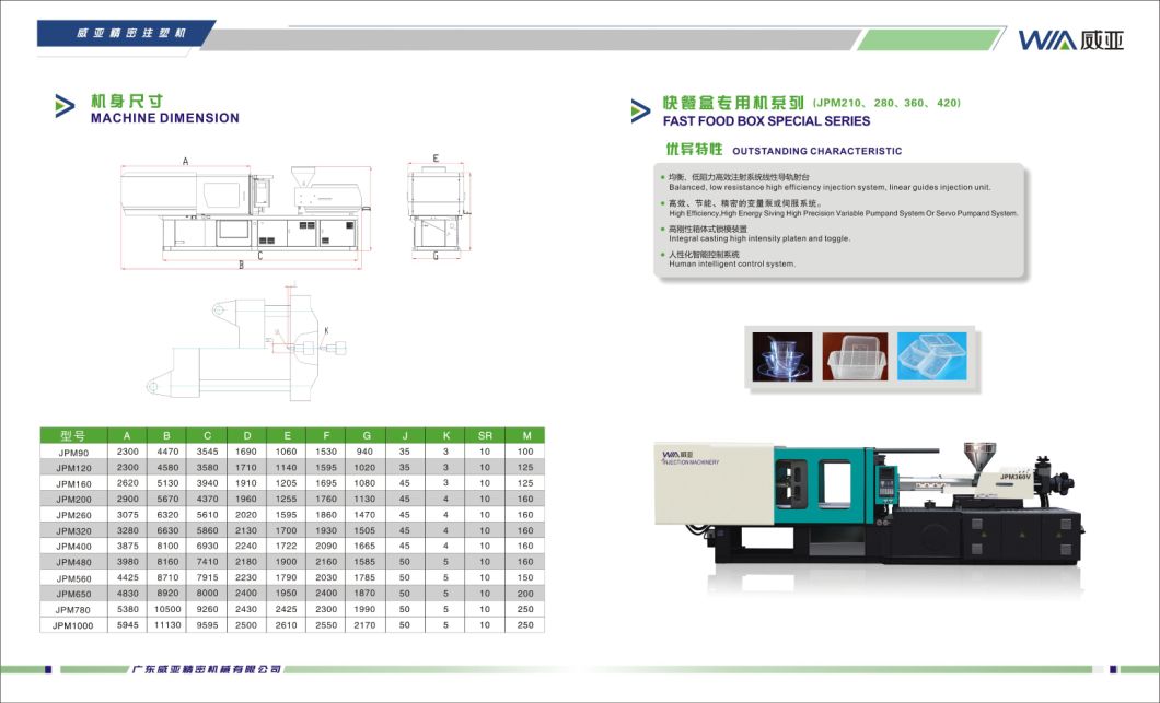 Jpm1000V Energy Saving Plastic Injection Moulding Machine