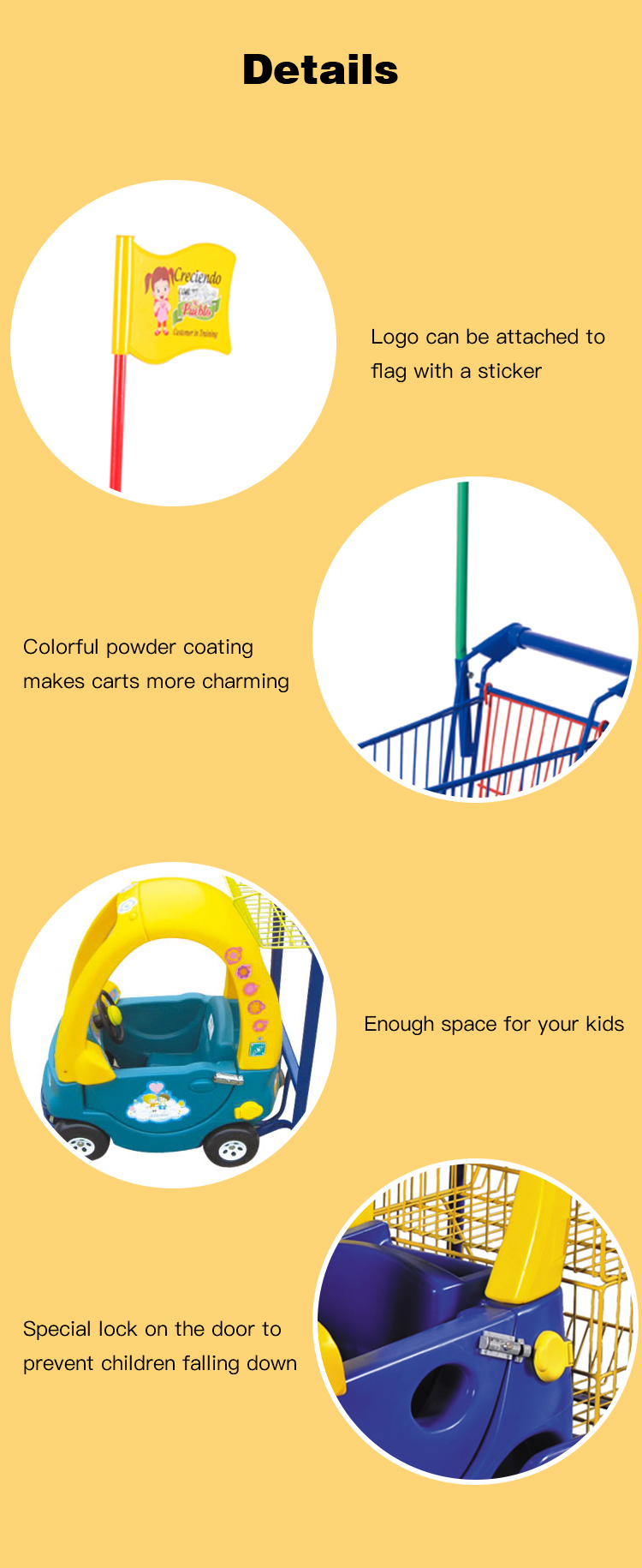 Supermarket Colourful Powder Coating Kids Shopping Trolley