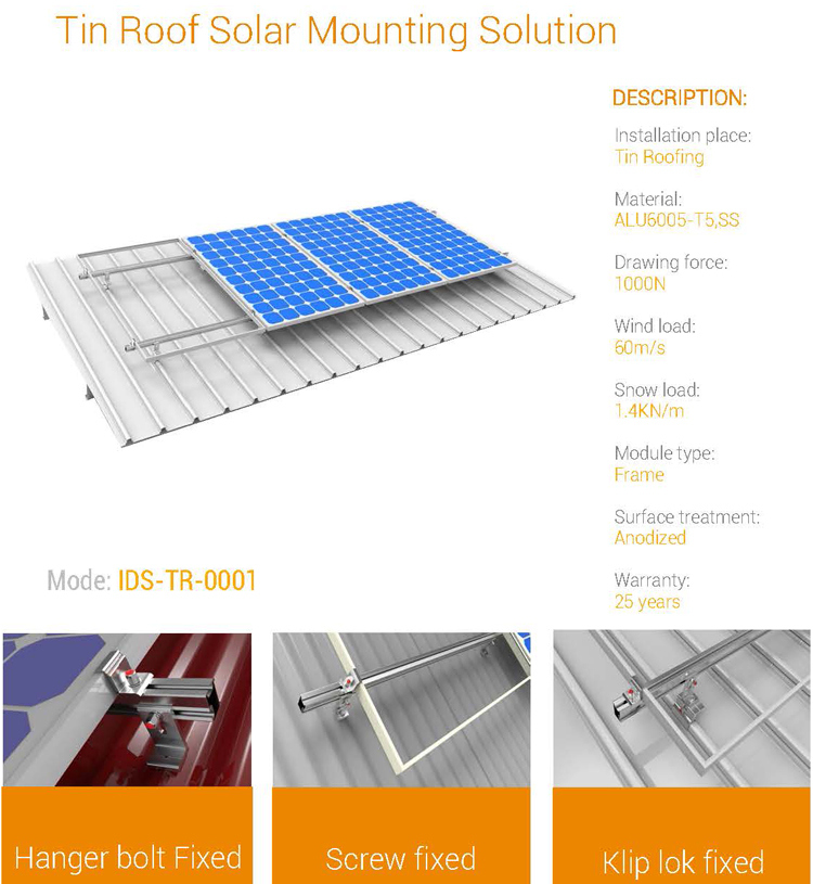 New Design Tin Roof Solar Mounting Brackets