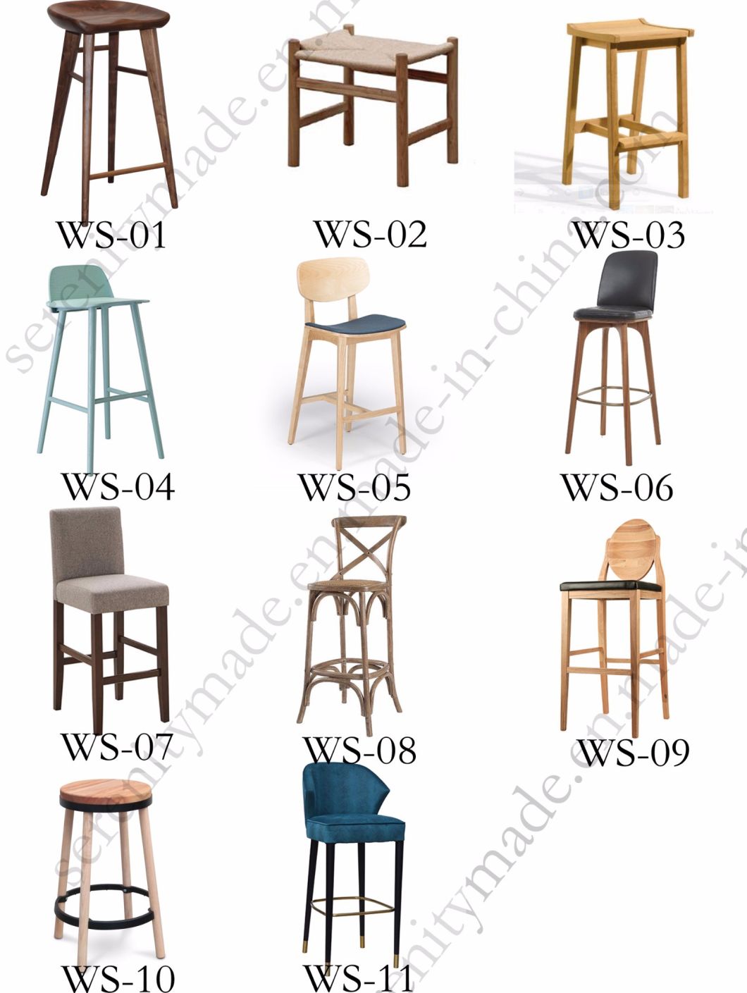 Modern Wooden Farmhouse Cross Back Bar Stool for Kitchen with Rattan Seat