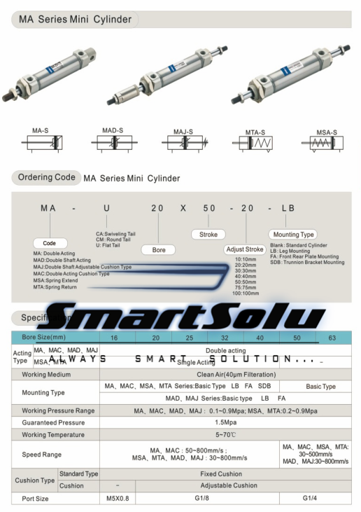 Mini Aluminum Alloy Pneumatic Air Cylinder