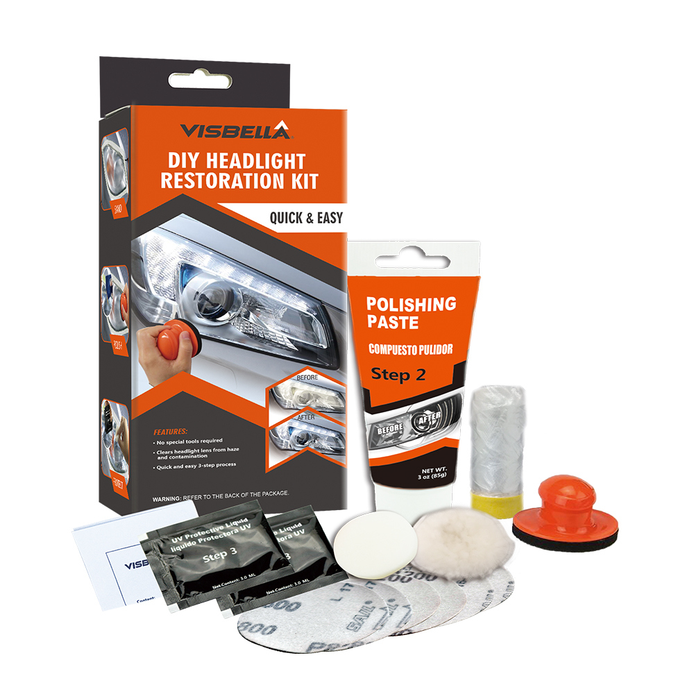 Vehicle Headlight Restoration Kit, Headlight Restore with UV Protection