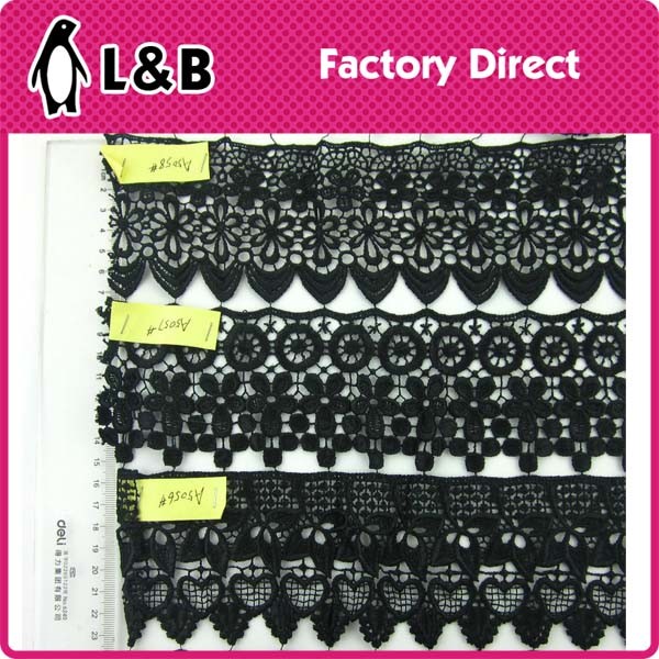 Various Designs White Embroidery 100% Polyester Chemical Lace