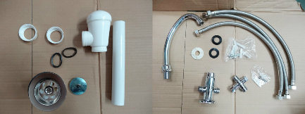 Knee Operated Faucet Water Connection Kitchen Sink Basin with Stainless Steel 18/8 Basin and Backsplash