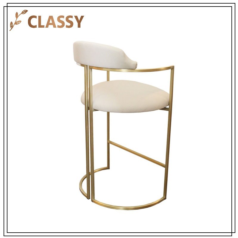 Oval Shape Large White Leather Seating Metal Base Bar Chair