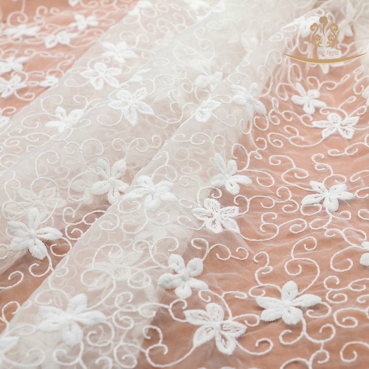 L20016 Mesh Star Embroidered Lace Fabric