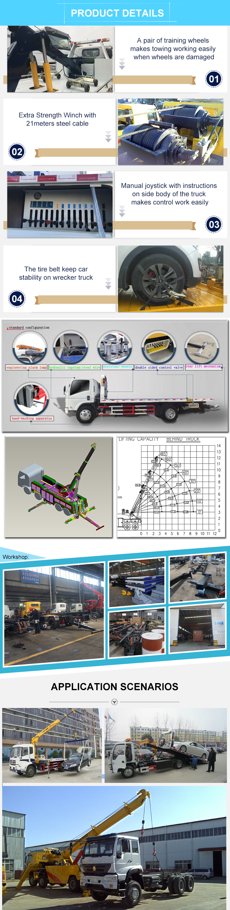 8 Ton Traffic Accident Integrated Wrecker Slide Deck Tow Truck with Crane