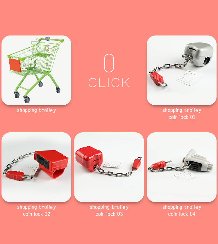 Zinc Alloy Operated Supermarket Shopping Cart Coin Lock