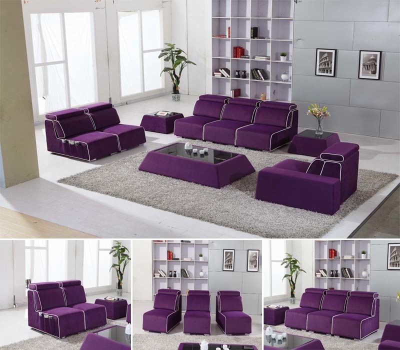 Purple Modern Simple Chair Sectional Fabric Sofa