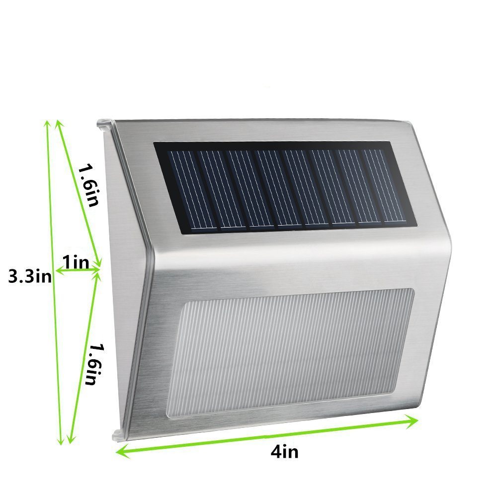 Outdoor Solar Lights Stainless Steel Wireless Security Solar Stair Light 2LED Solar Lamp