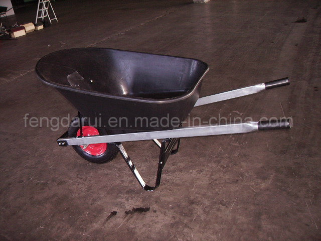 Wooden Handle Plastic Tray Metal Trolley Wheel Barrow (WB6605)