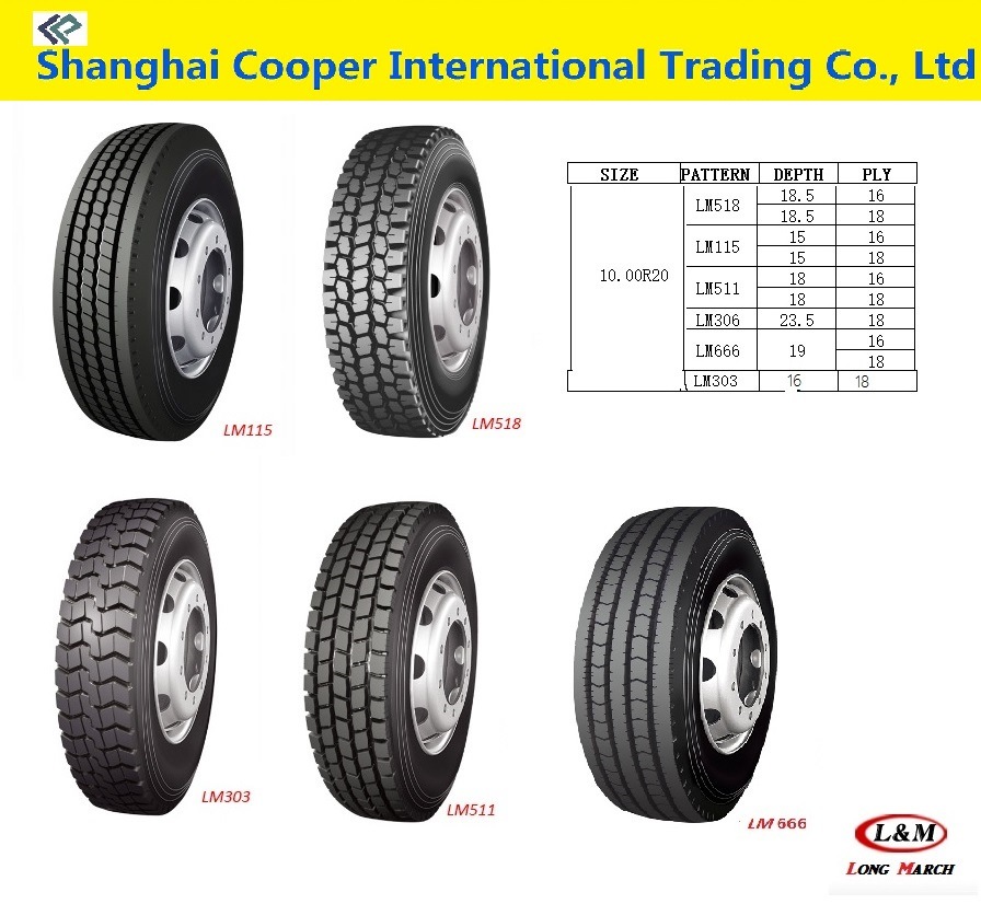 10.00r20 Longmarch Truck Tire with Bis Certificate (LM511, LM115, LM518, LM303)