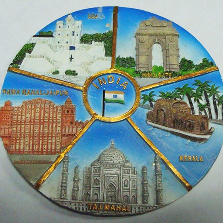 High Quality Round Shaped 3D Resin Indian Fridge Magnet for Sale