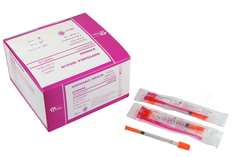 Medical Disposable 0.3ml 0.5ml 1ml Orange Cap Insulin Syringe with Needle
