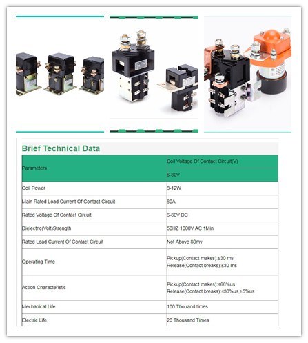 Hot Selling Industrial Electrical Waterproof Magnetic DC Motor Contactor Electronic Vehicles Nr80A