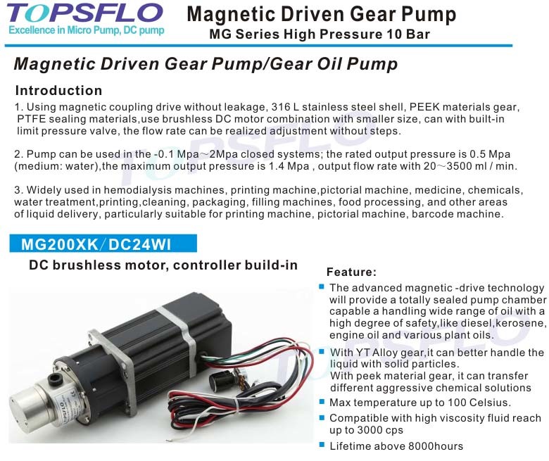 High Pressure Gear Pump Chemical Pump Magnetic Drive Oil Pump Electric Ink Pump