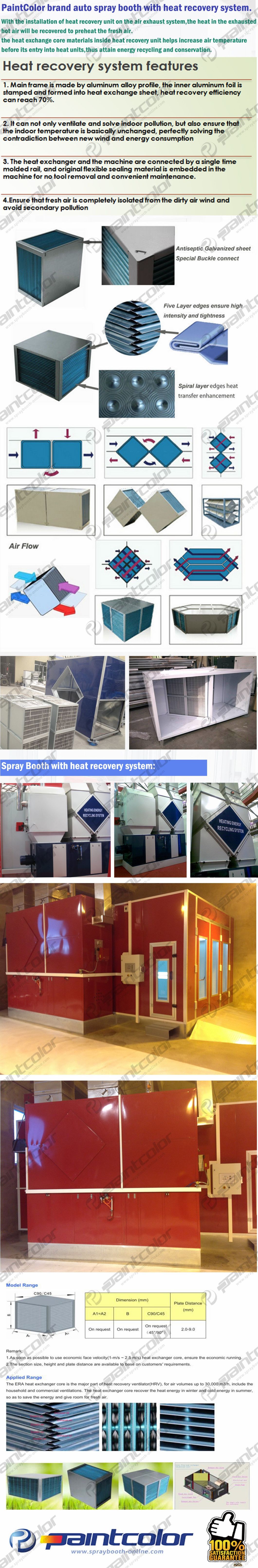 Paint Chamber Ce TUV Certification Paintcolor Brand European Standard Paint Spray Booth with Heat-Recovery System