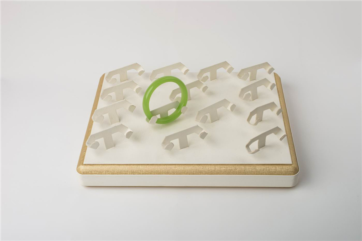 White & Gold Color PU Leather Bangle Display with MDF Struction