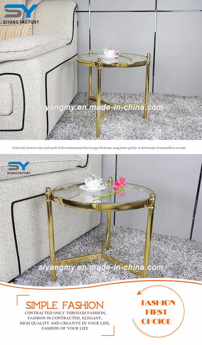 Stainless Steel Club Furniture Round Metal Coffee Table Sofa Table