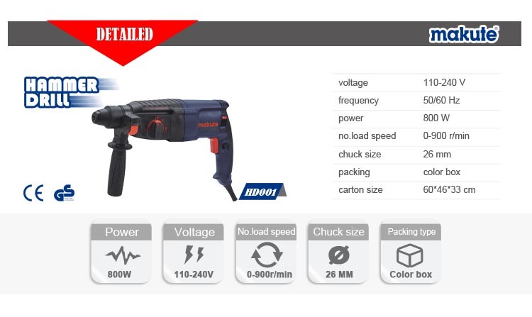 Makute Electric Rotary Demolition SDS Plus Hammer 800W (HD001)