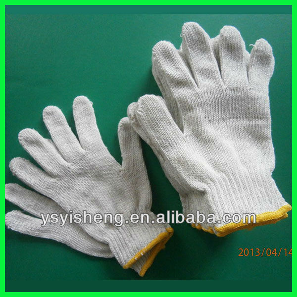 Hot Selling 7gauge 10 Gauge White Color Reflective Knitted Cotton Glove Organic Cotton