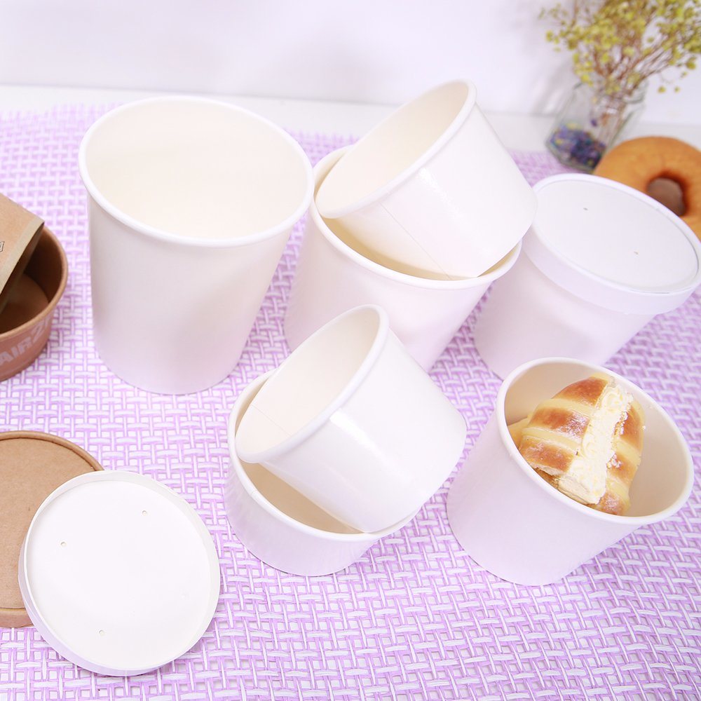 China Manufacturer Custom Print Disposable Kraft Paper Soup Salad Bowl with Lid