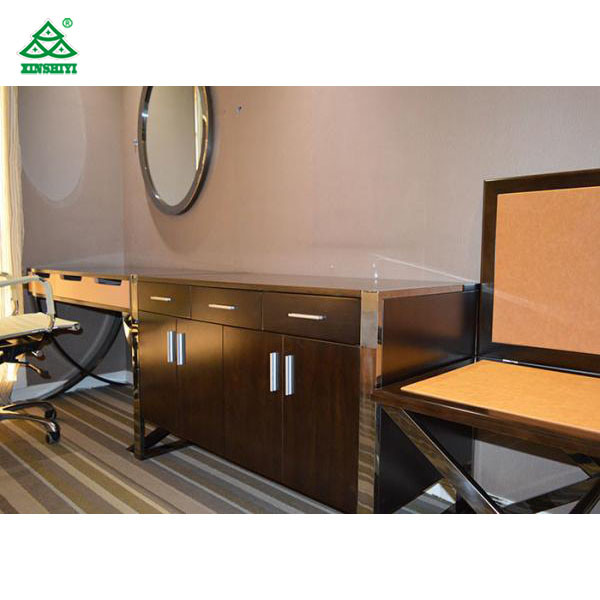 Walnut Finished Hotel Guest Room Furniture with Stainless Steel Frame