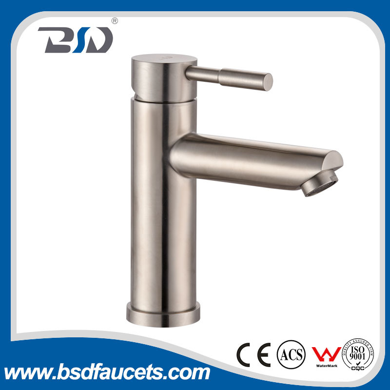 Bathroom Basin Stainless Steel Faucet Cold&Hot Water Brush Polish