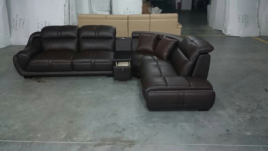 High Quality Leather Sofa, Sofa with Corner, Factory Price (A849)