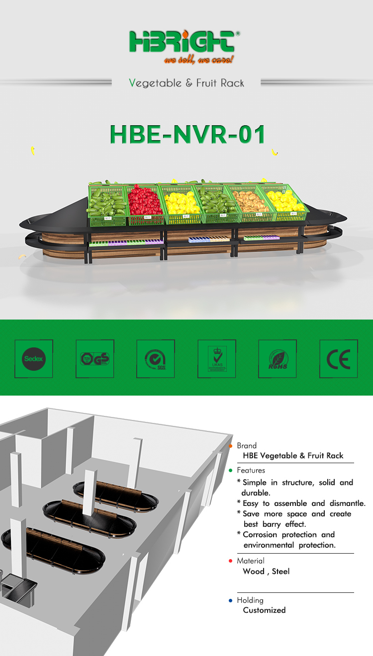 Fruit Store Island Curved Fruits Vegetables Display Racks