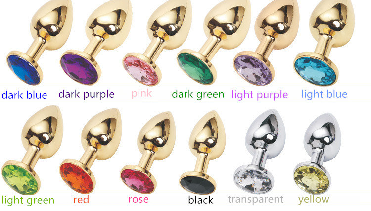 80X34mm Midium Gold Metal Suppository Gem Stimulation Crystal Jewelled Butt Plug Anal Plug Tail Massager Sex Toy for Couple