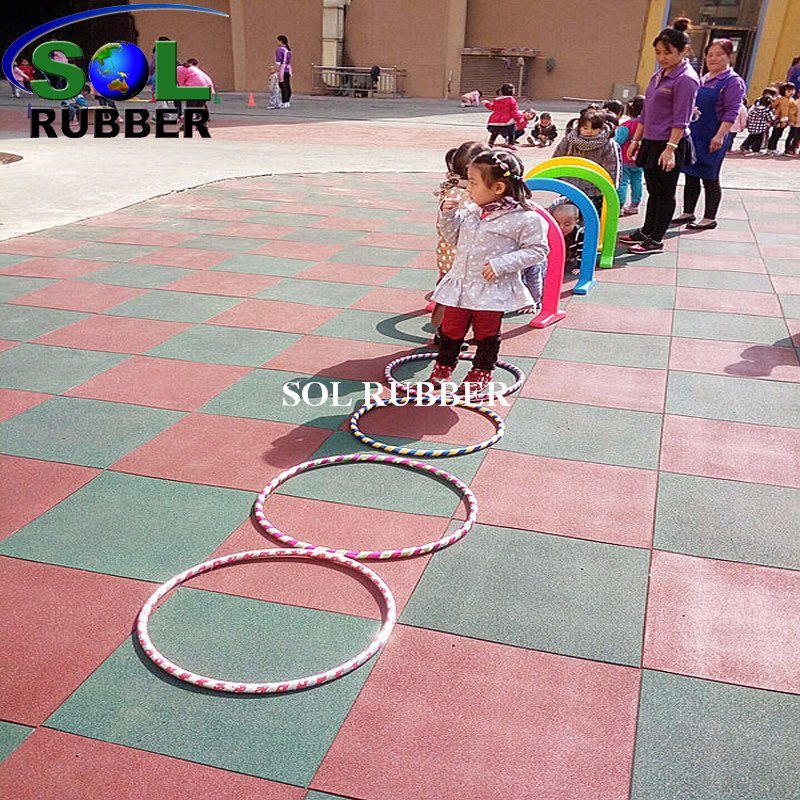 Ce Certificated Outdoor Bright Color Rubber Floor Tile