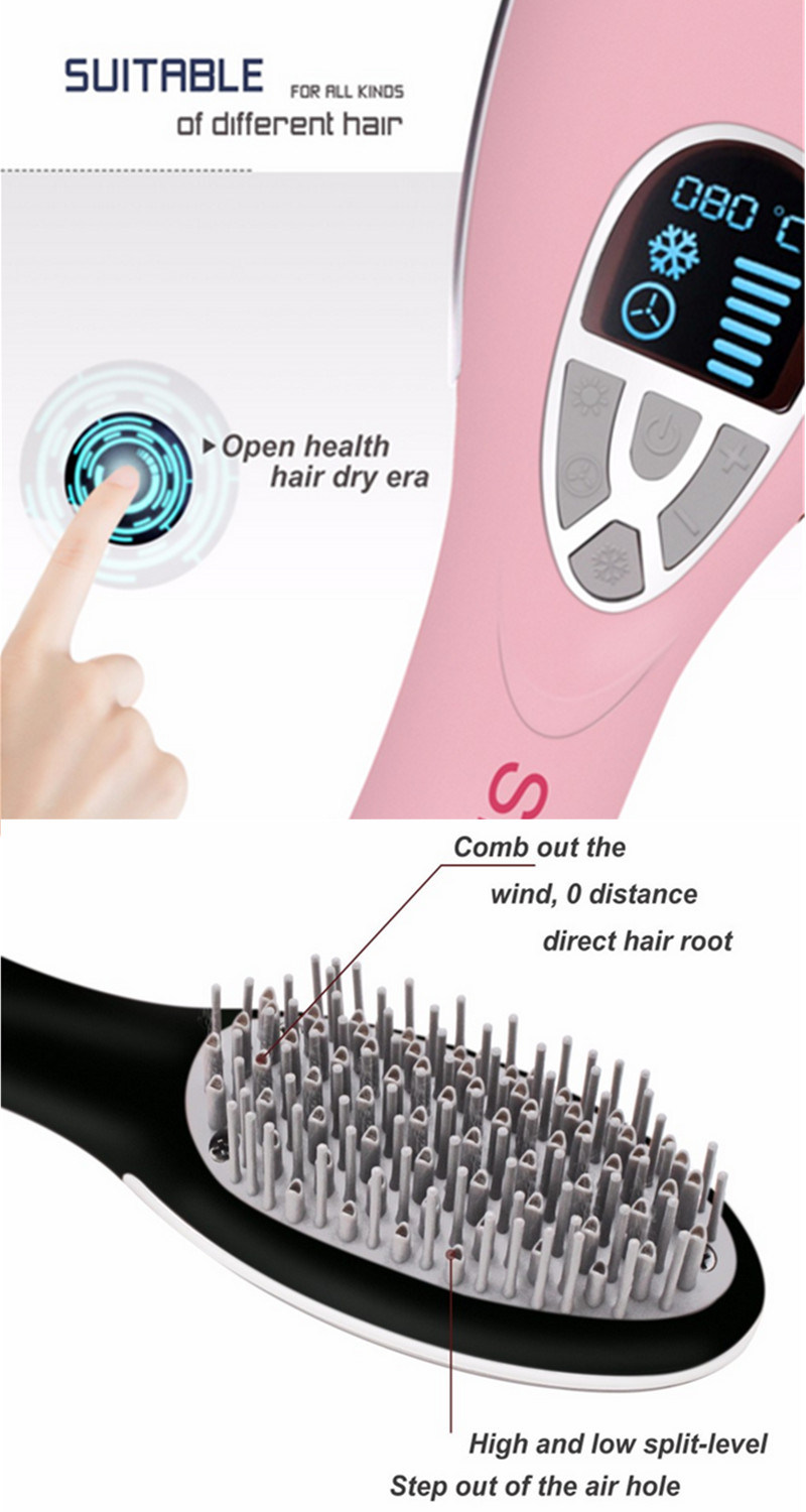 Professional Electric Ionic Hot Air Hair Brush Dryer