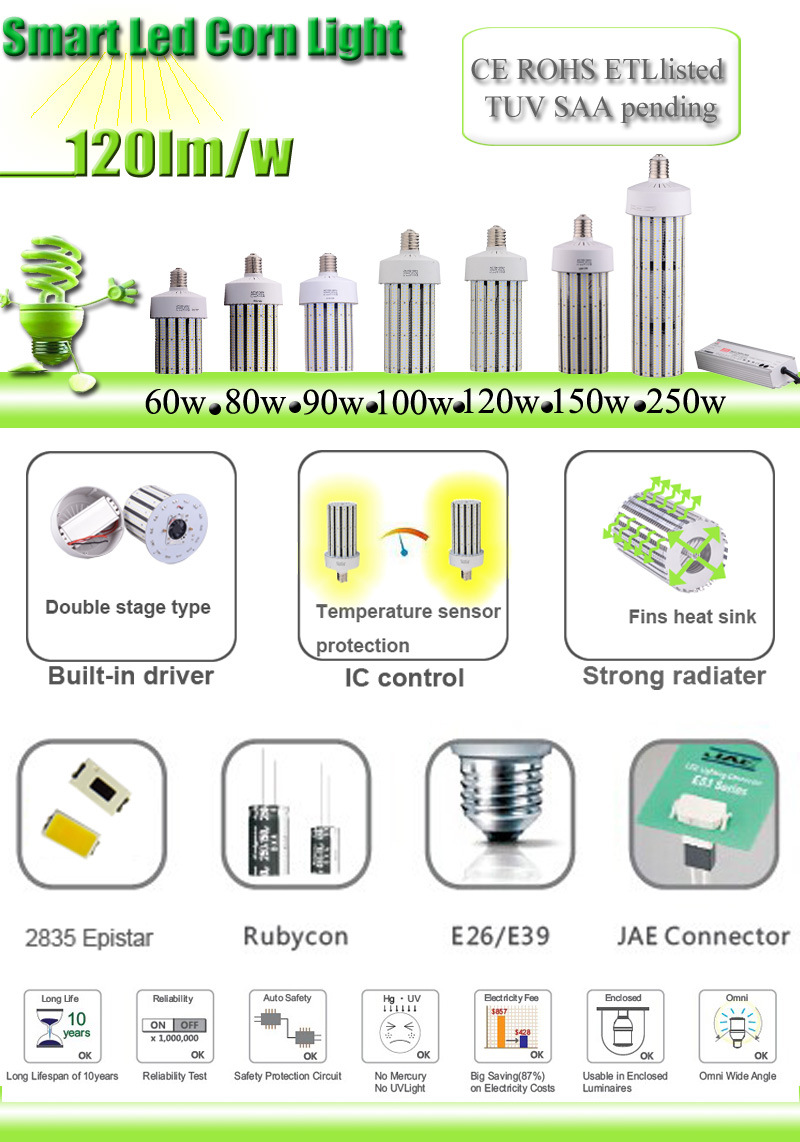 E40 100W LED Corn Light for Parking Lot Fixture with UL Standard