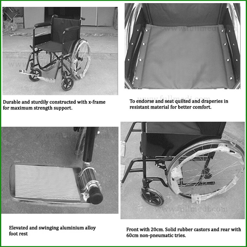 FM030 Folding Steel Manual Wheelchair with Chrome Frame
