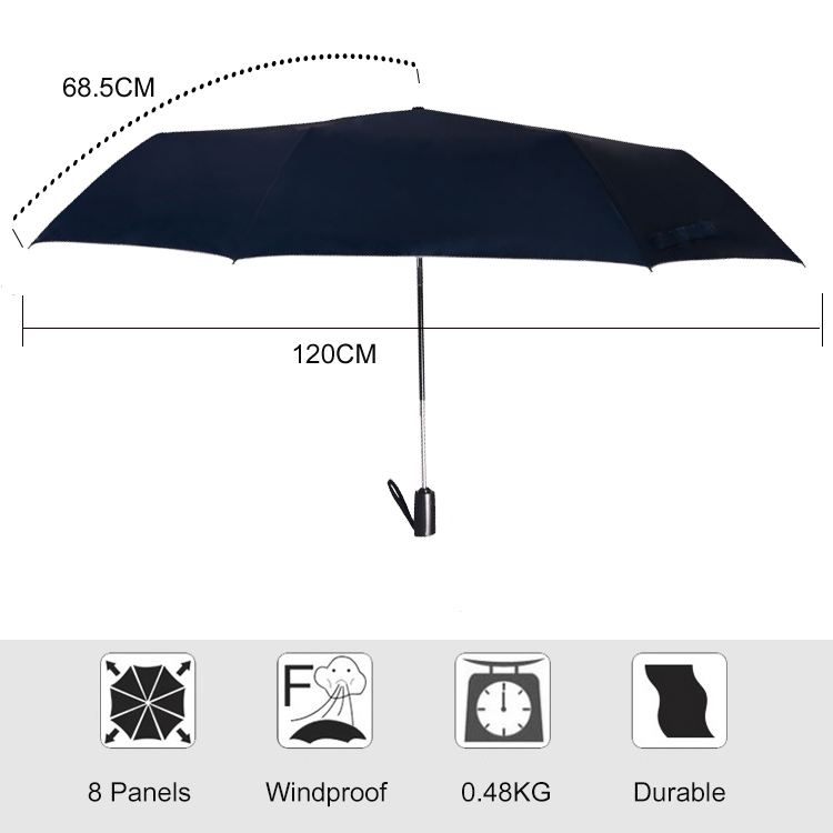 Big Golf Style Automatic Open 27 Inch 3 Folding Umbrella