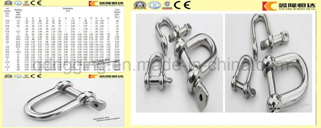 Us Hot Dipped Galvanized Bolt Type Forged D Shackle Price