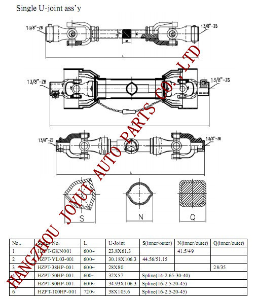 Tractor Parts, Pto Shaft, Cardan Shaft, Drive Shaft (OEM)