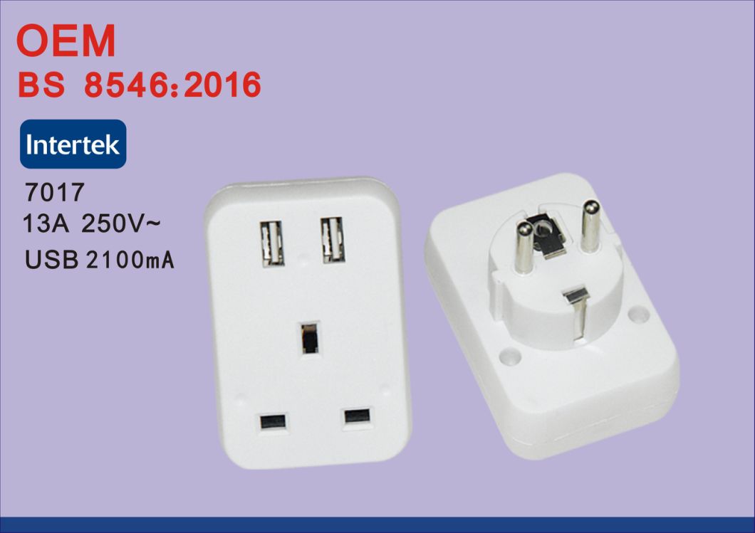 BS8546 Universal EU to UK Travel Power Plug Adapter Converter with USB