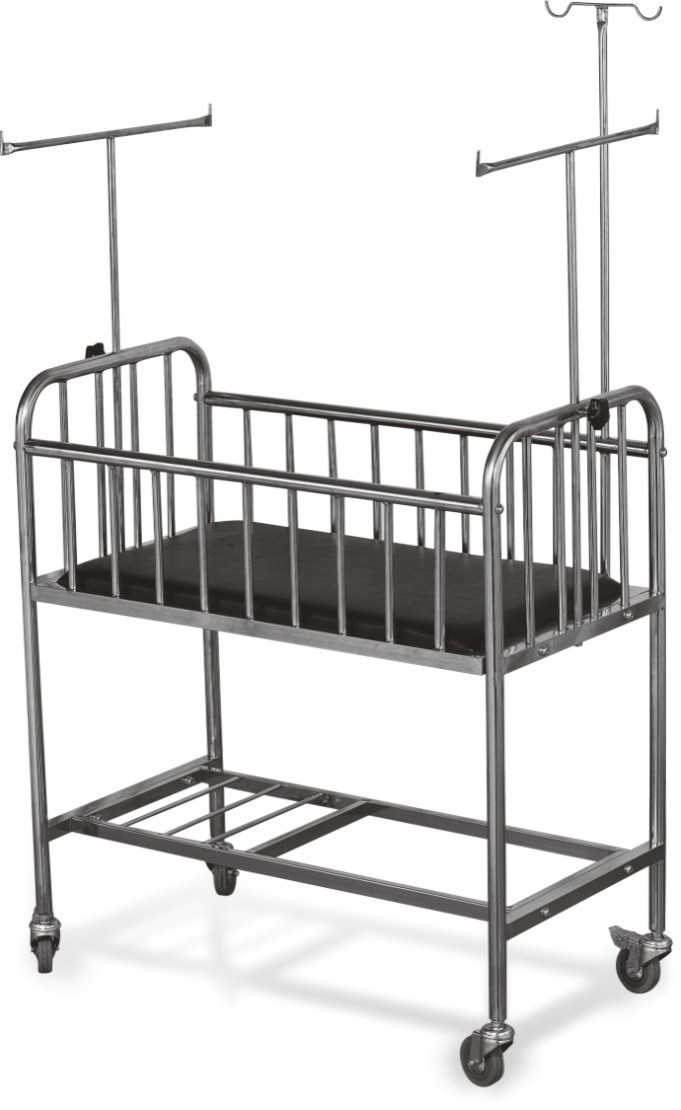 Stainless Steel Baby/Kids Hospital Bed with IV Pole